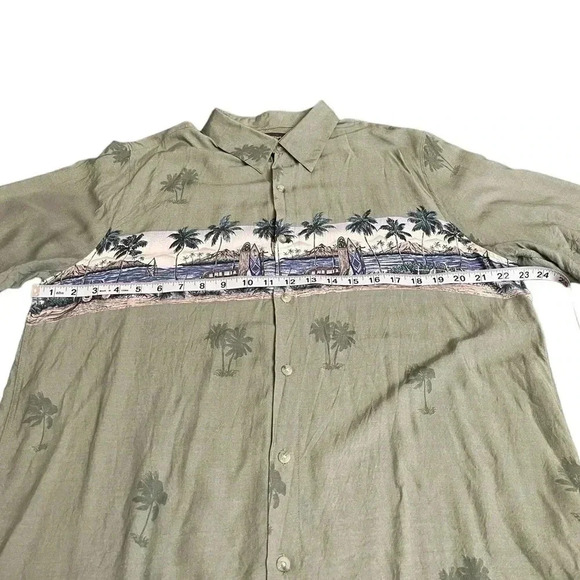 Croft and Barrow Men’s Green Palm Tree Button Casual Hawaiian Shirt size Large - Picture 6 of 9